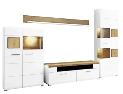 Wohnwand FUN PLUS 4-teilig Eiche/ weiß