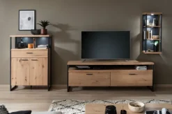 Wohnwand III LANTANA Balkeneiche Bianco /anthrazit