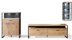 Wohnwand III LANTANA Balkeneiche Bianco /anthrazit