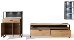 Wohnwand III LANTANA Balkeneiche Bianco /anthrazit