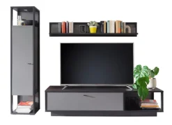 Wohnwand LUXOR I 3-teilig Royla grau/ anthrazit