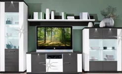 Wohnwand MANHATTAN 4-teilig weiß/ grau