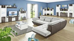 Wohnwand MANHATTAN 4-teilig weiß/ grau